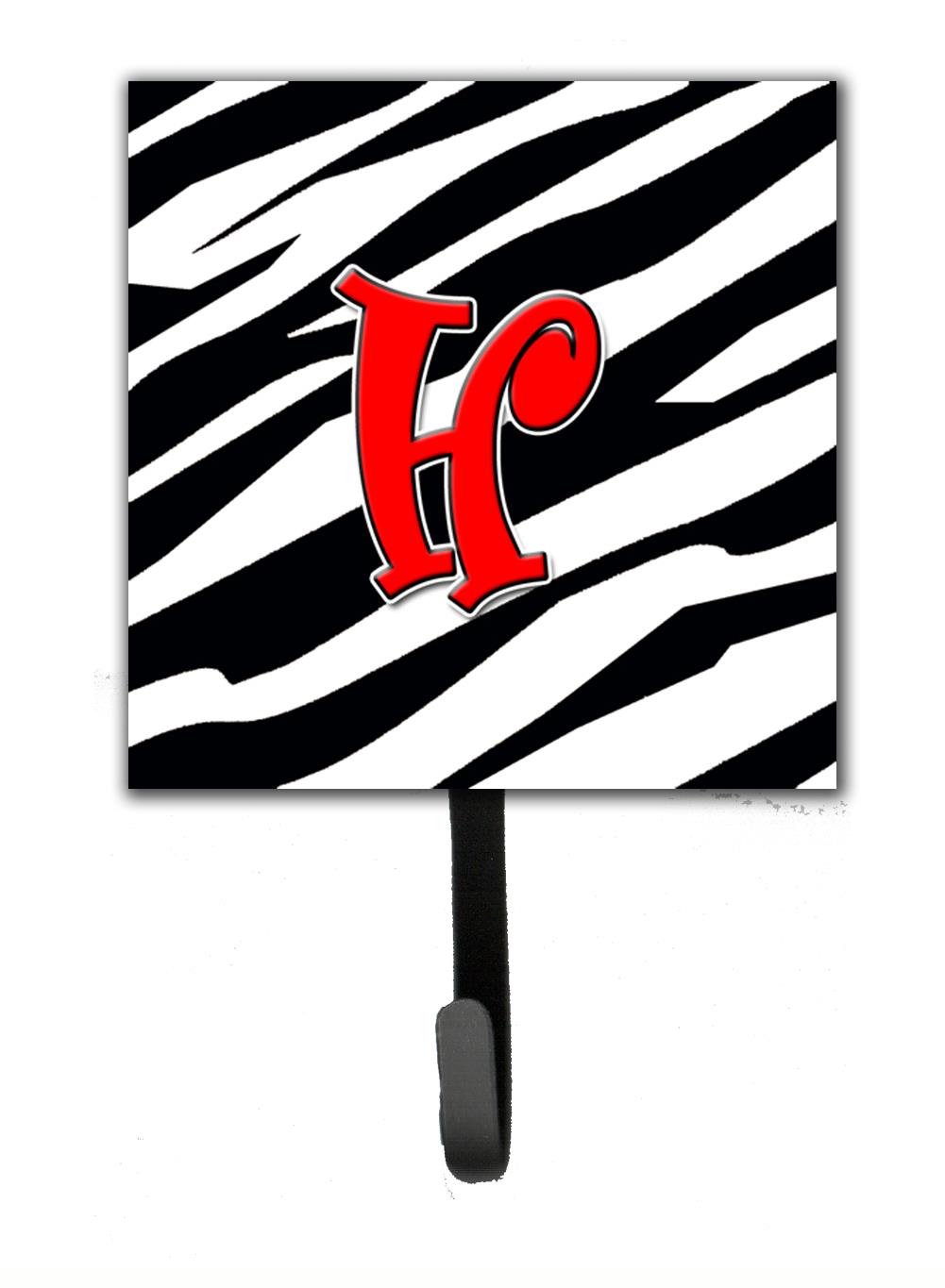 Letter H Initial Monogram   Zebra Red Leash Holder or Key Hook