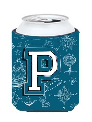 Letter P Sea Doodles Initial Alphabet Can or Bottle Hugger CJ2014 PCC