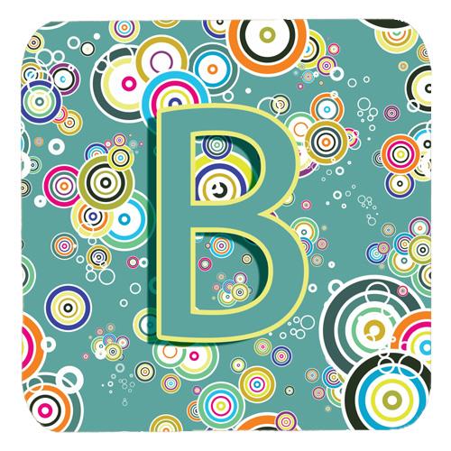 Set of 4 Letter B Circle Circle Teal Initial Alphabet Foam Coasters CJ2015 BFC