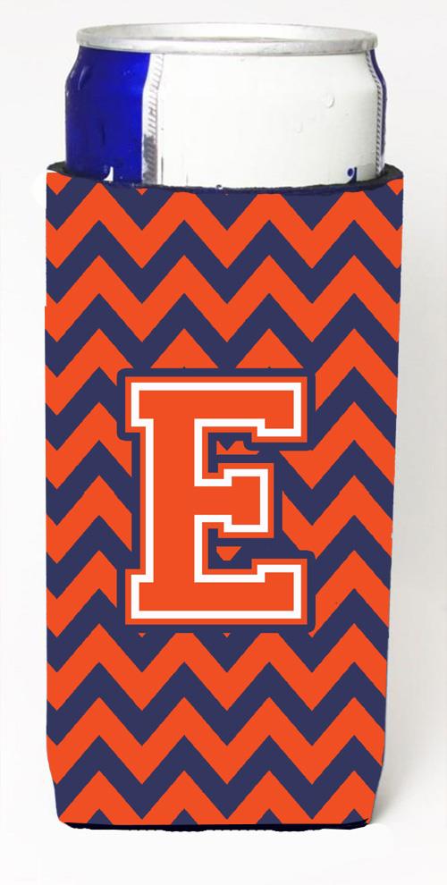 Letter E Chevron Orange Blue Ultra Beverage Insulators for slim cans CJ1042 EMUK