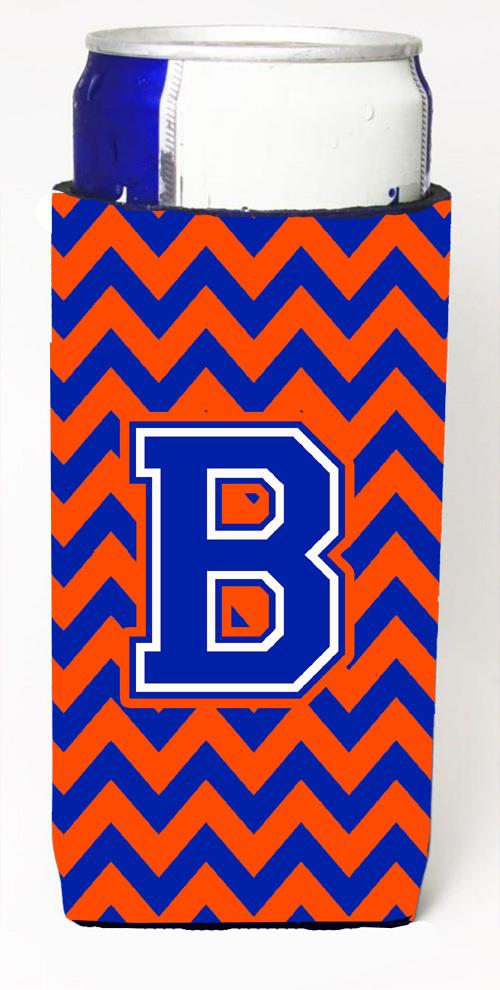 Letter B Chevron Orange and Blue Ultra Beverage Insulators for slim cans CJ1044 BMUK