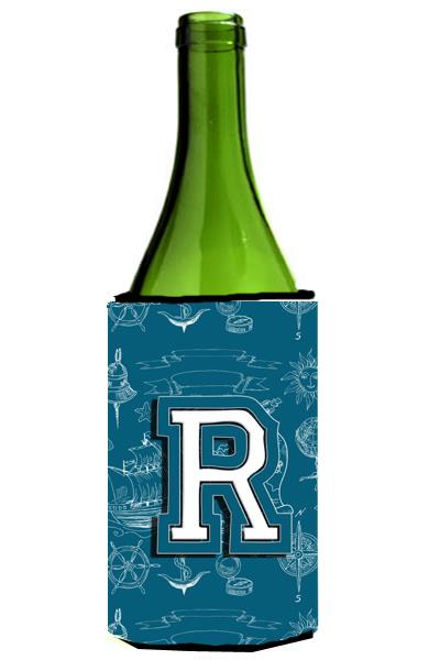 Letter R Sea Doodles Initial Alphabet Wine Bottle Beverage Insulator Hugger CJ2014 RLITERK 