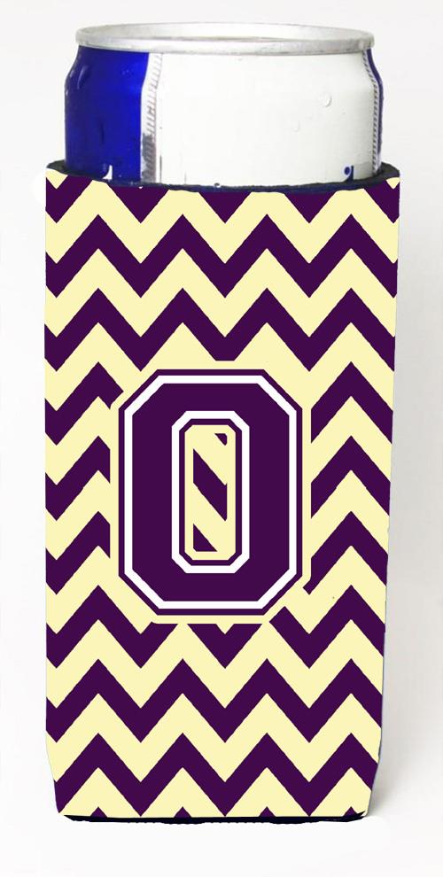 Letter O Chevron Purple and Gold Ultra Beverage Insulators for slim cans CJ1058 OMUK