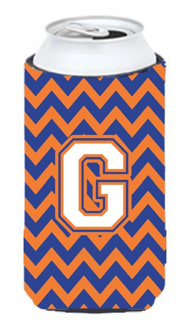 Letter G Chevron Blue and Orange Tall Boy Beverage Insulator Hugger CJ1060 GTBC