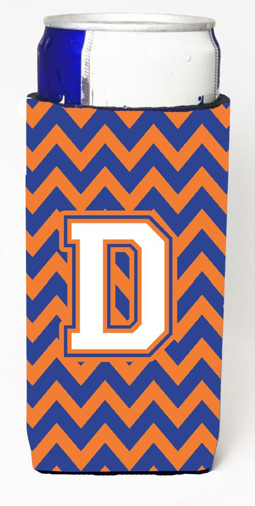 Letter D Chevron Blue and Orange Ultra Beverage Insulators for slim cans CJ1060 DMUK