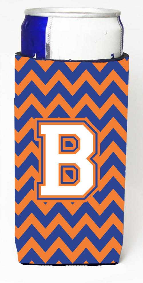 Letter B Chevron Blue and Orange Ultra Beverage Insulators for slim cans CJ1060 BMUK