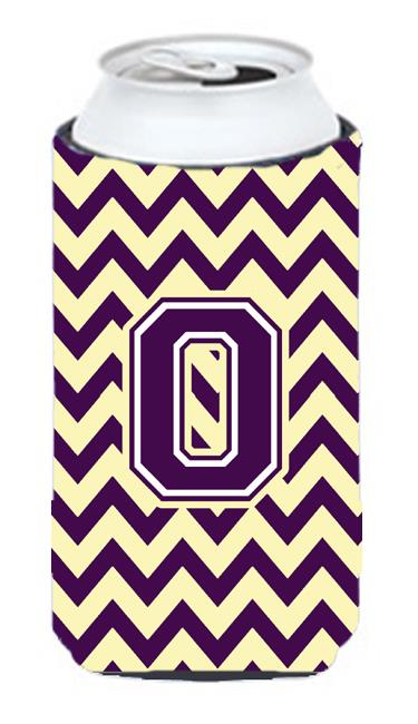 Letter O Chevron Purple and Gold Tall Boy Beverage Insulator Hugger CJ1058 OTBC