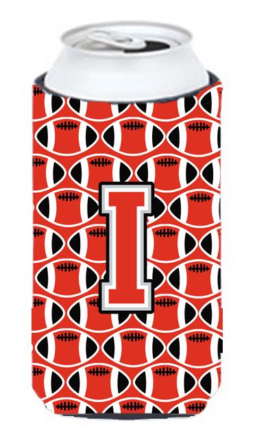 Letter I Football Scarlet and Grey Tall Boy Beverage Insulator Hugger CJ1067 ITBC