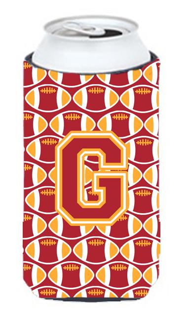 Letter G Football Cardinal and Gold Tall Boy Beverage Insulator Hugger CJ1070 GTBC