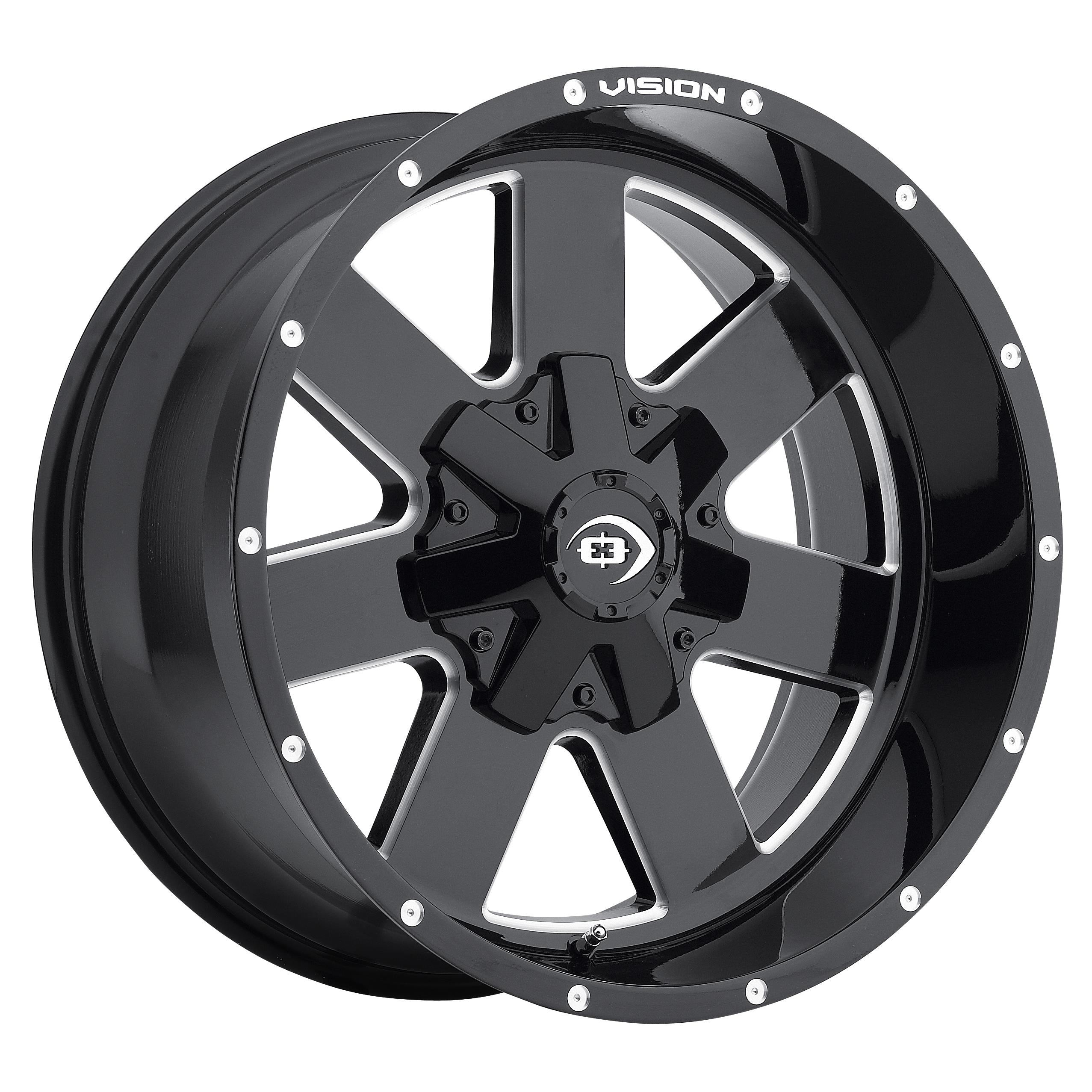 20" Vision 411 Arc Black Milled Wheel 20x9 6x5.5  12mm Offset 411 2983MS 12 Rim