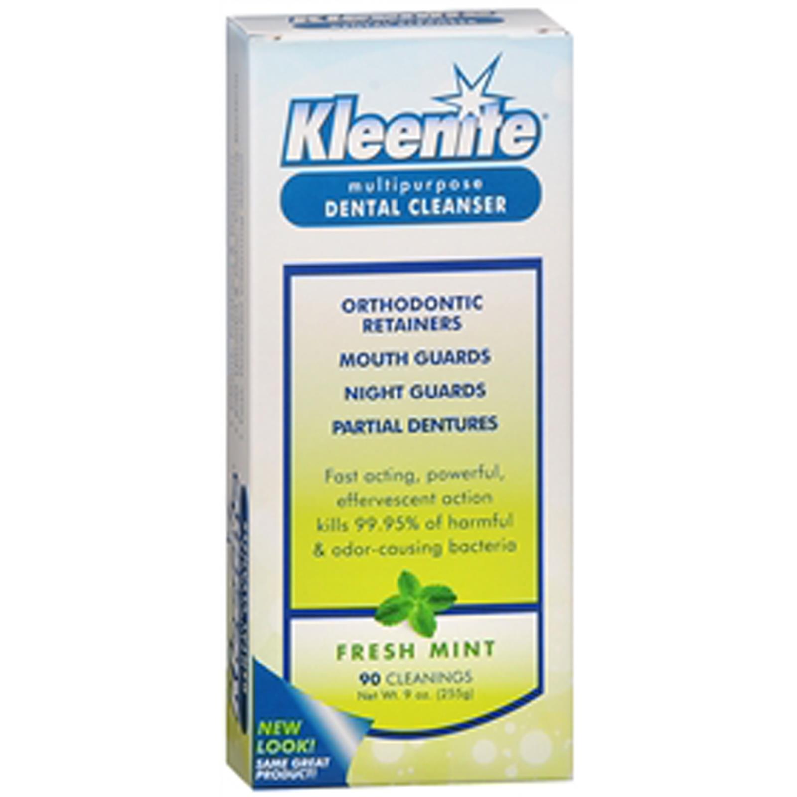 Kleenite Denture Cleanser Powder, Fresh Mint   9 oz