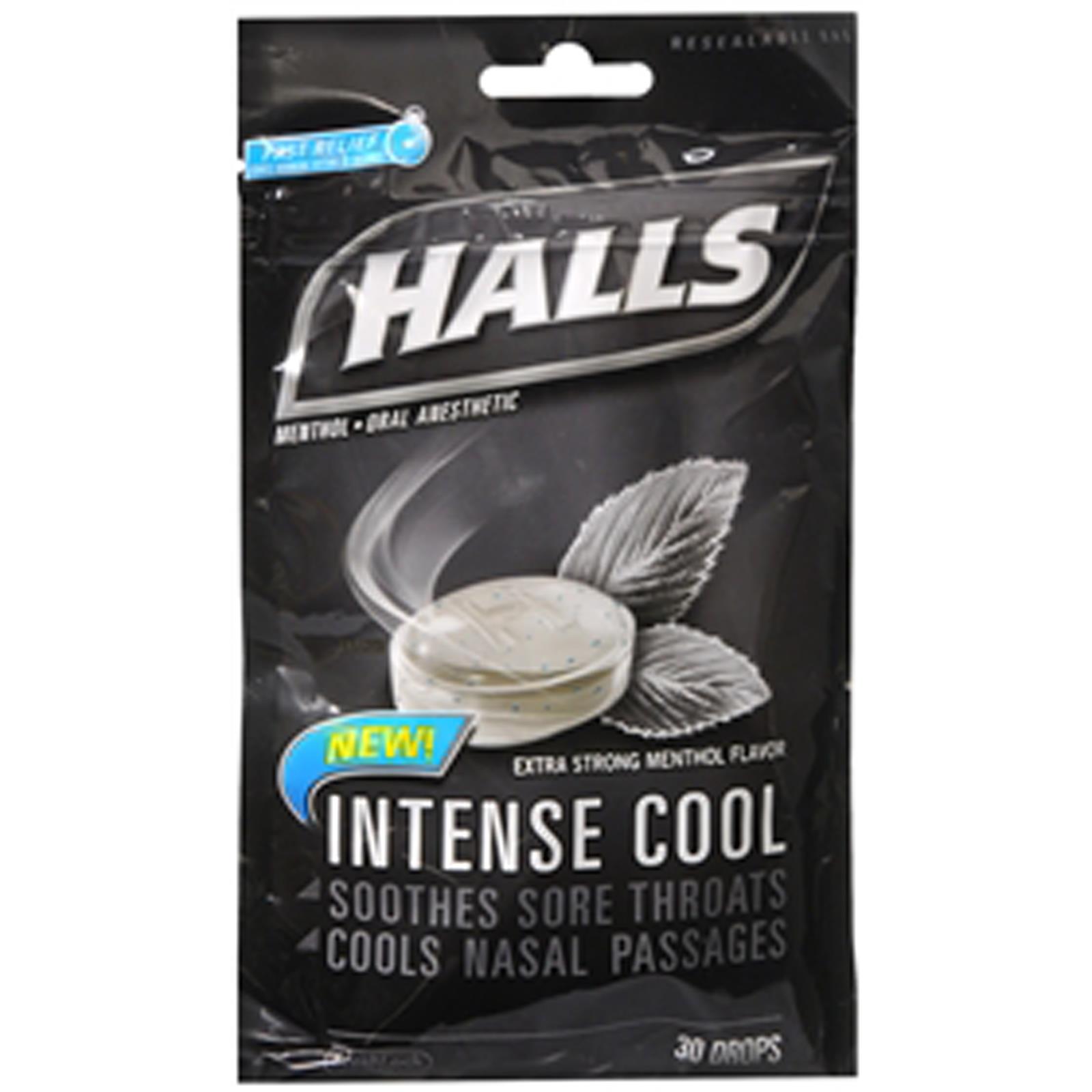 Halls Menthol Oral Anesthetic Drops Intense Cool   30 ct