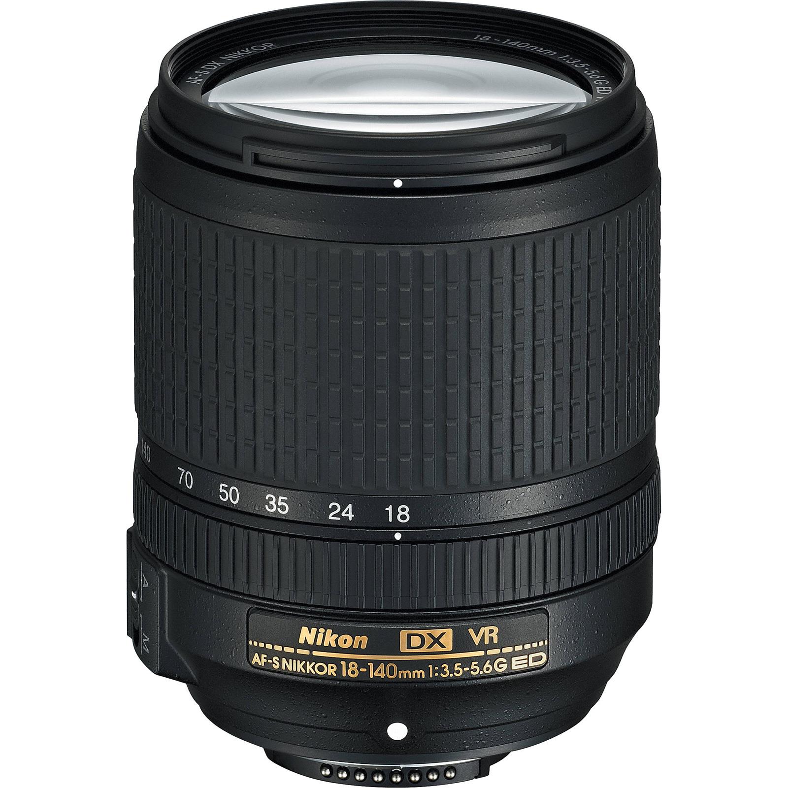 Nikon 18 140mm f/3.5 5.6G VR DX ED AF S Nikkor Zoom Lens with Case + 3 UV/CPL/ND8 Filters + Kit
