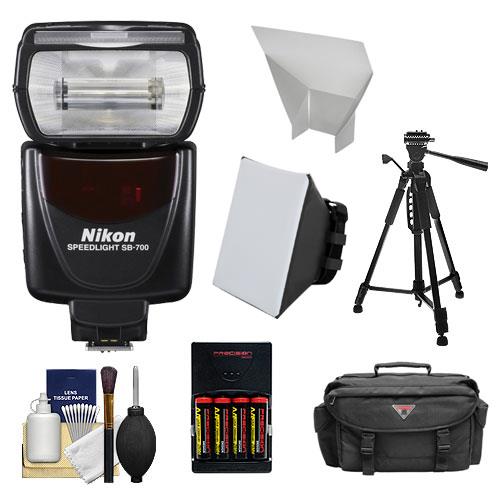 Nikon SB 700 AF Speedlight Flash with Softbox + Bounce Reflector + Batteries & Charger + Case + Tripod + Accessory Kit