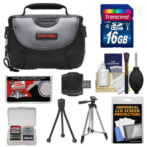 Precision Design PD C15 Digital Camera/Camcorder Case with 16GB Card + Tripod + Cleaning & Accessory Kit