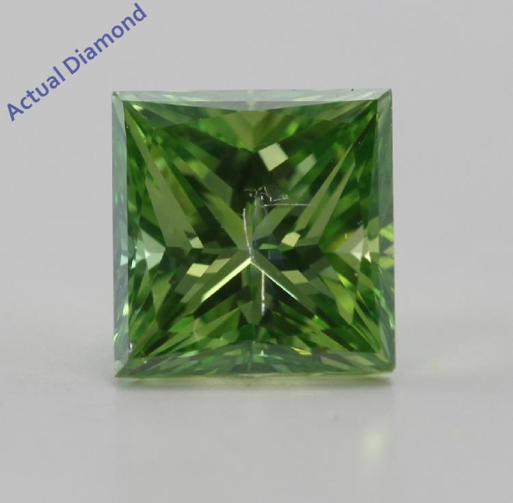 Princess Cut Loose Diamond (1.06 Ct, Forest Green(Color Irradiated), SI1(ClarIty Enhanced))