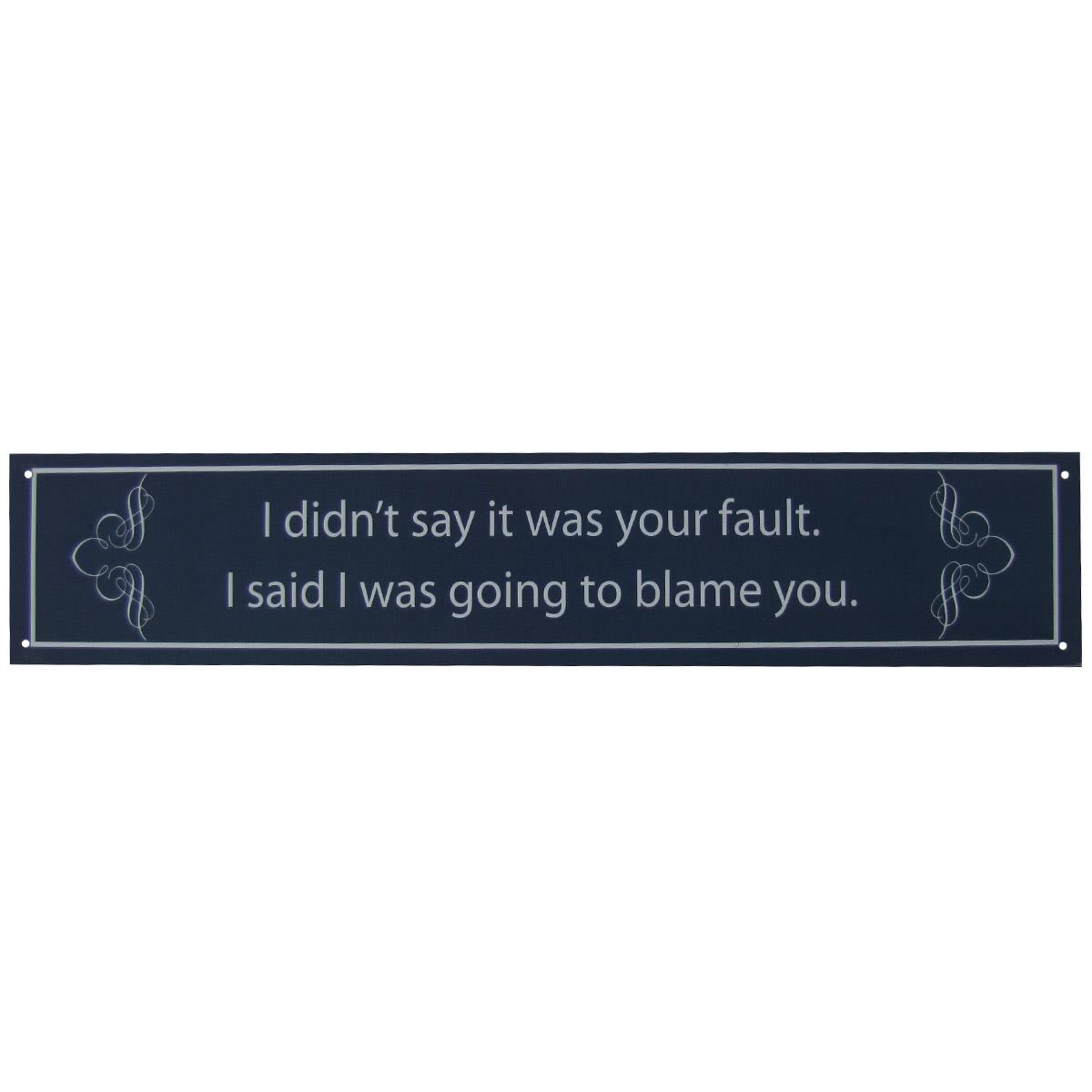 Funny Metal Sign   I Didn't Say It Was Your Fault I Said I'd Blame You