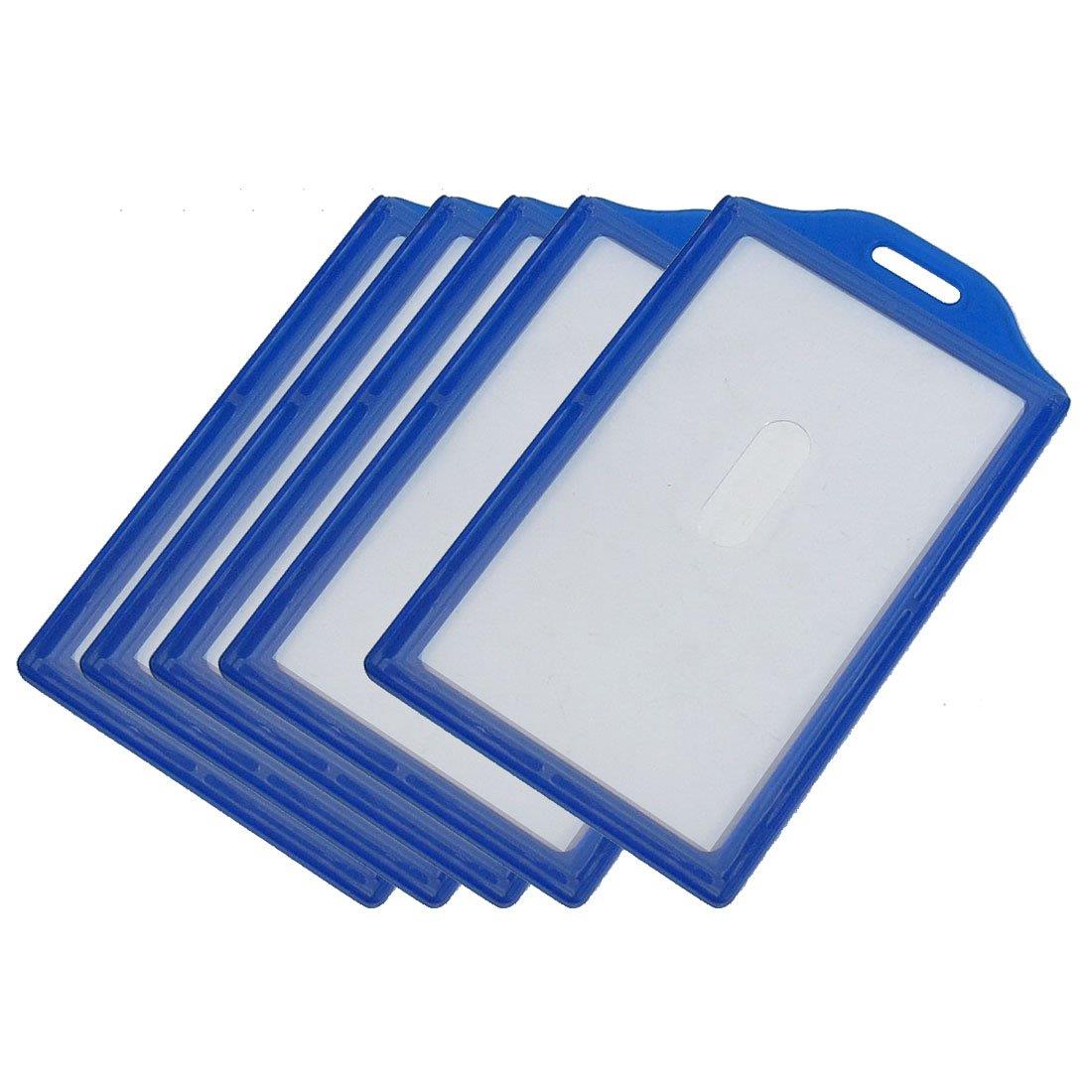 Vertical Business ID Badge Card Holders, 5 Pcs, Clear Blue