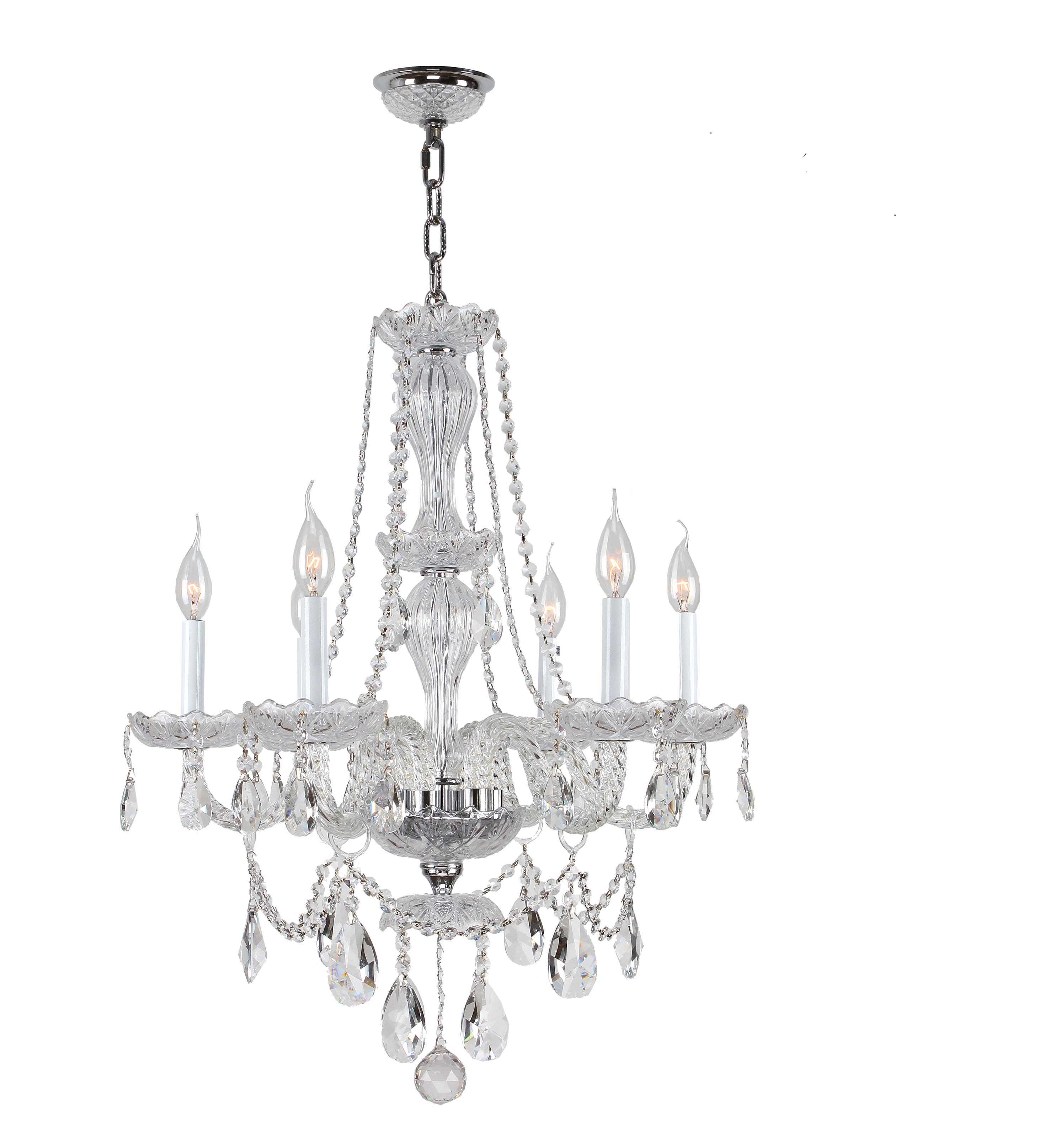 Provence Collection 6 light Chrome Finish and Clear Crystal Chandelier