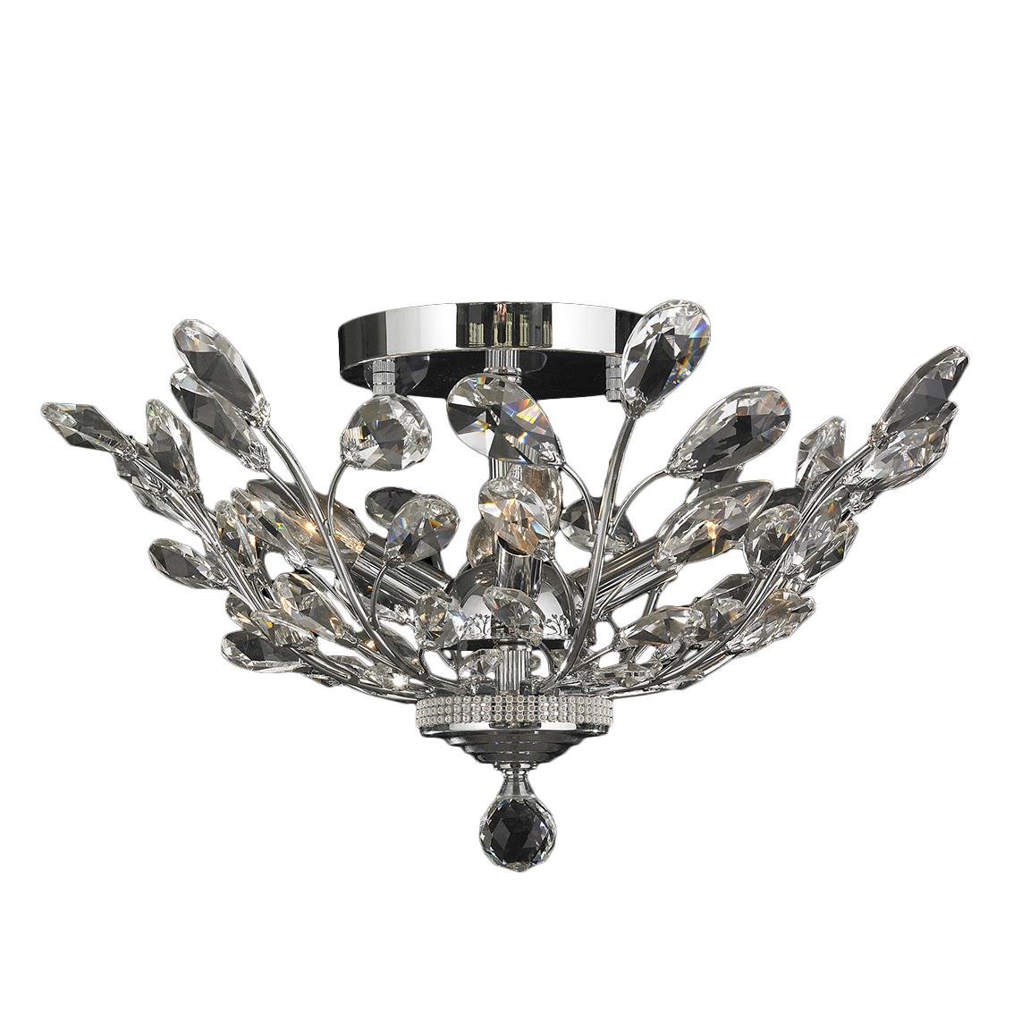 Aspen Collection 4 light Chrome Finish and Clear Crystal Semi Flush Mount Ceiling Light