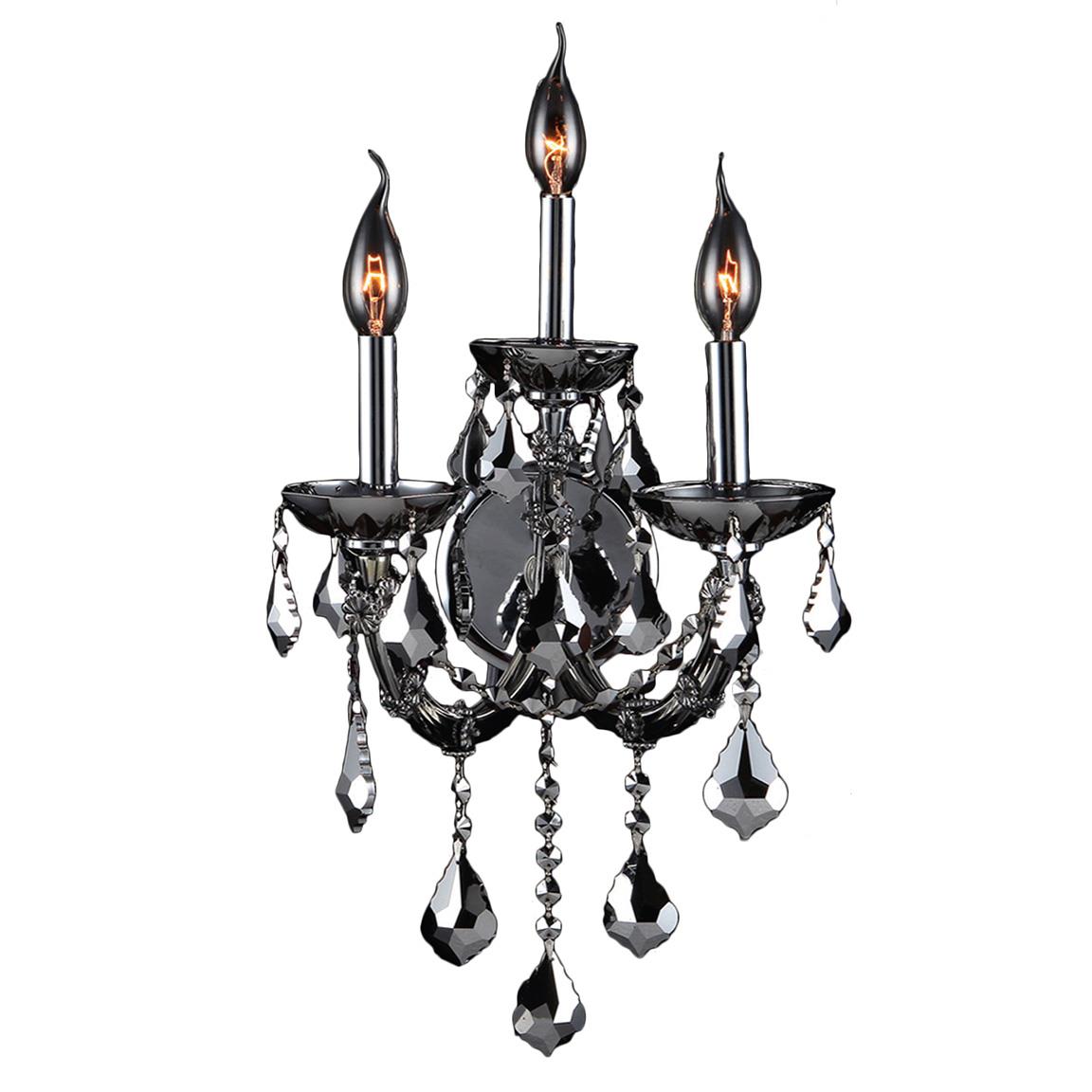 Lyre Collection 3 light Chrome Finish and Chrome Crystal Candle Wall Sconce Light