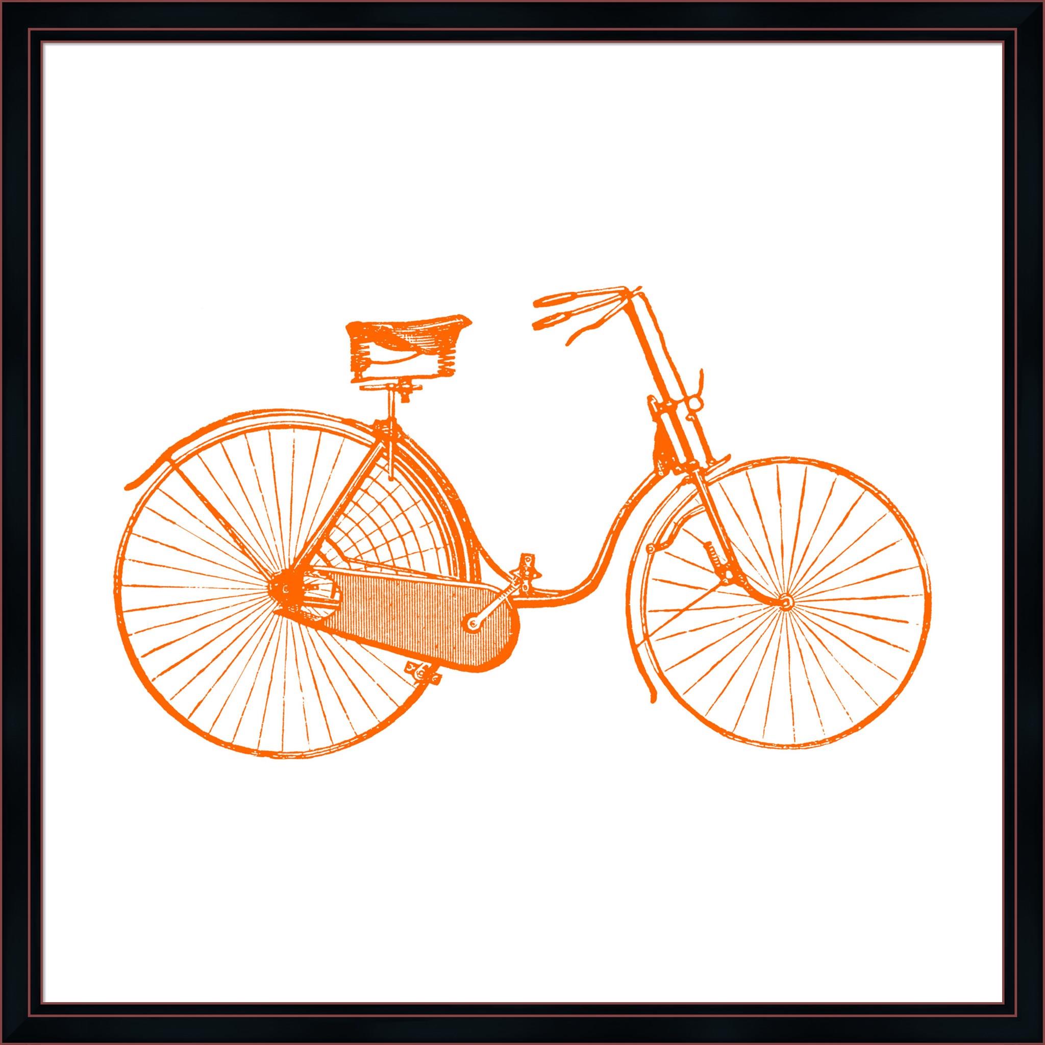 Orange On White Bicycle by Veruca Salt Framed Art, Size 36.5 X 36.5