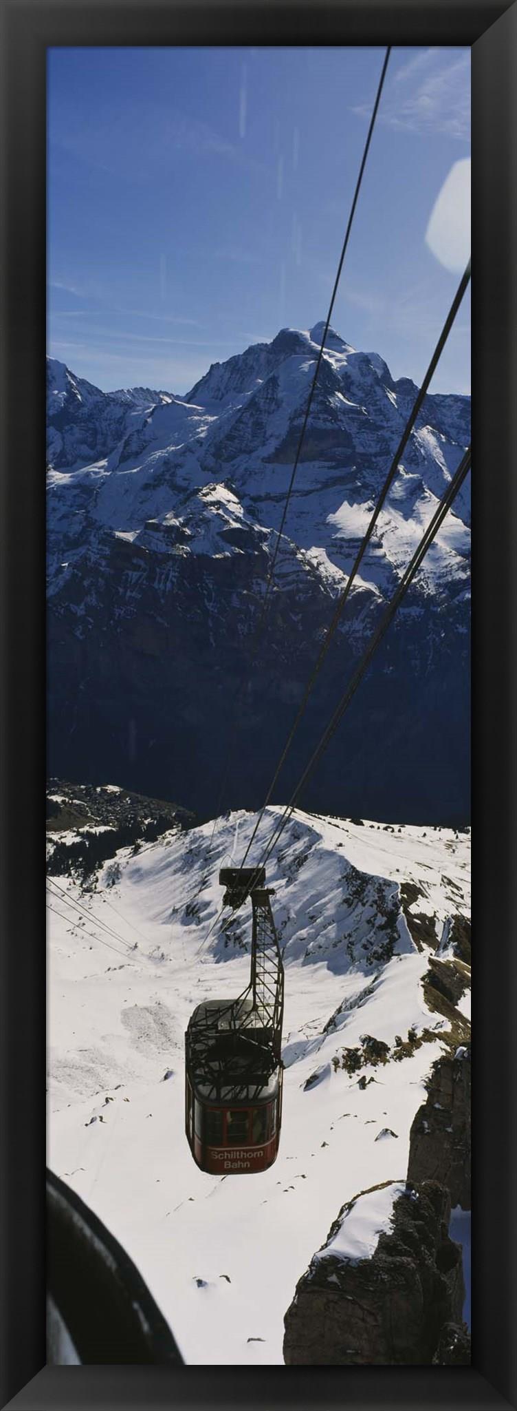 High angle view of an overhead cable car, Jungfrau, Bernese Oberland, Swiss Alps, Switzerland by Panoramic Images Framed Art, Size 14 X 38