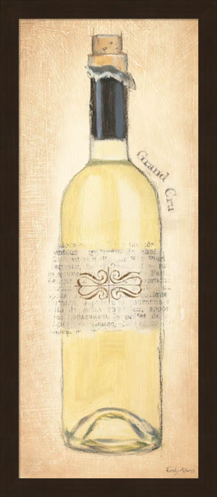 Grand Cru Blanc Bottle by Emily Adams Framed Art, Size 11.5 X 26.5