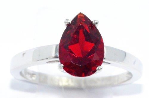 2 Ct Garnet Pear Ring .925 Sterling Silver Rhodium Finish [Jewelry]