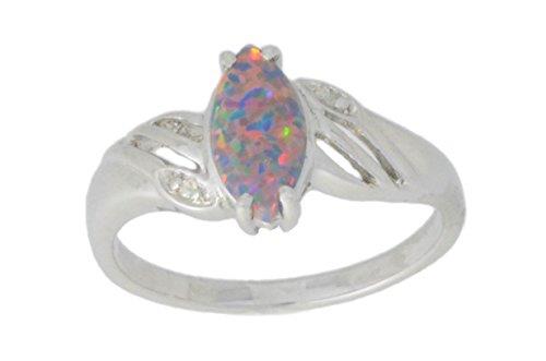 10x5mm Black Opal & Diamond Marquise Ring .925 Sterling Silver Rhodium Finish