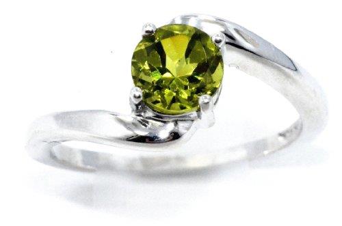 1 Ct Peridot Round Ring .925 Sterling Silver Rhodium Finish [Jewelry]