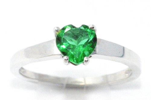 1 Ct Created Emerald Heart Ring .925 Sterling Silver Rhodium Finish [Jewelry]