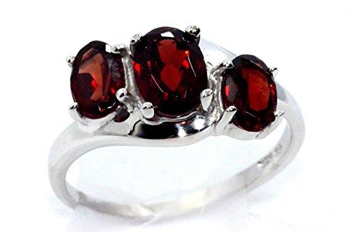 2 Ct Garnet Oval Ring .925 Sterling Silver Rhodium Finish [Jewelry]