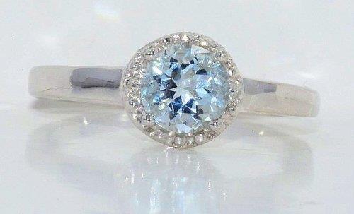 1 CARAT GENUINE AQUAMARINE DIAMOND RING WHITE GOLD QUALITY AVAILABLE IN ALL S