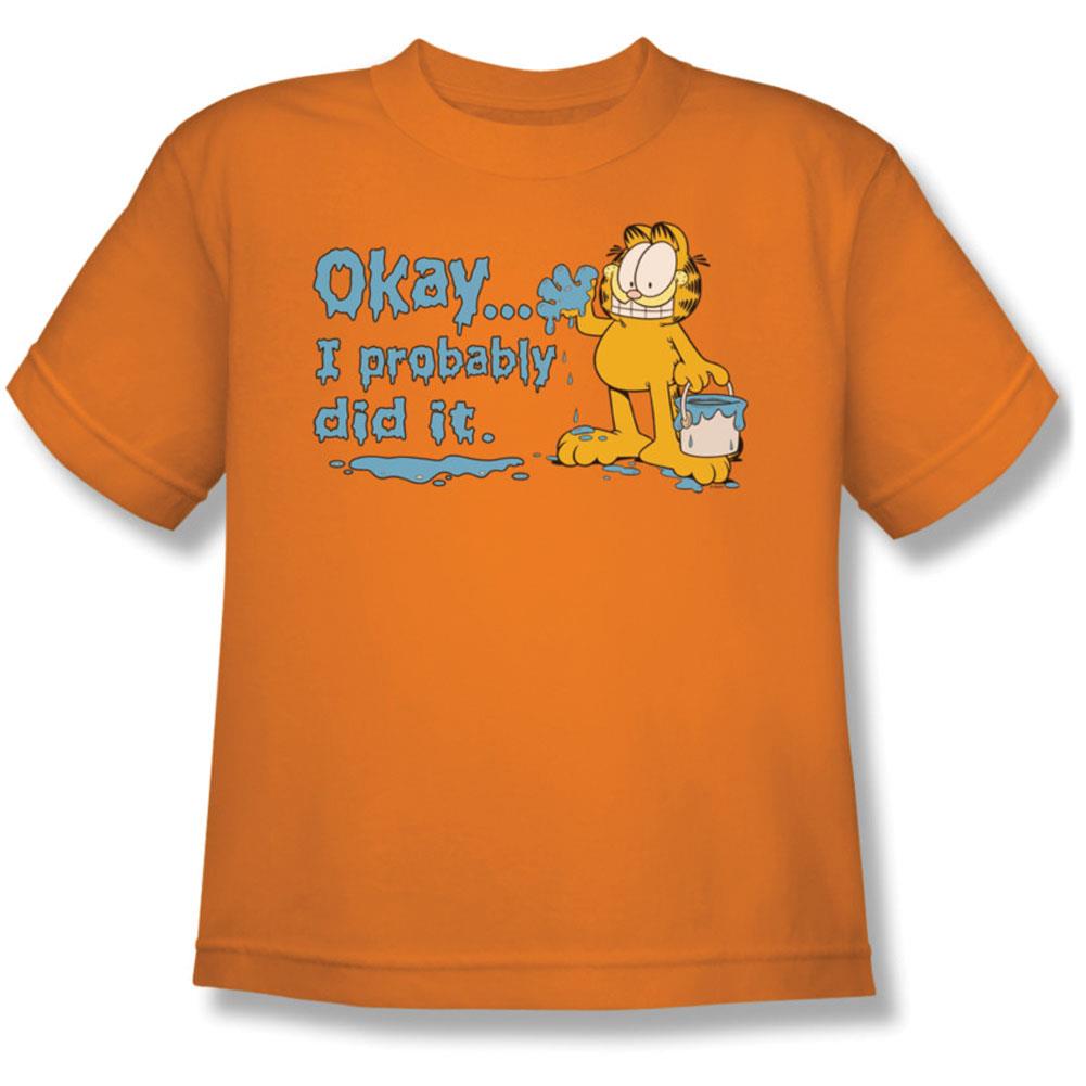 Garfield Boys' I Probably Did It Youth T shirt Youth Large Orange