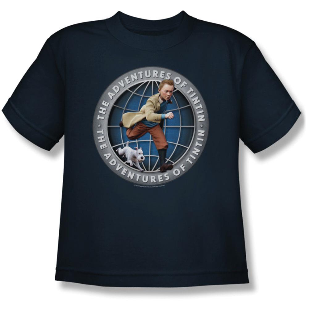 Tintin Boys' Globe Youth T shirt Youth Small Navy