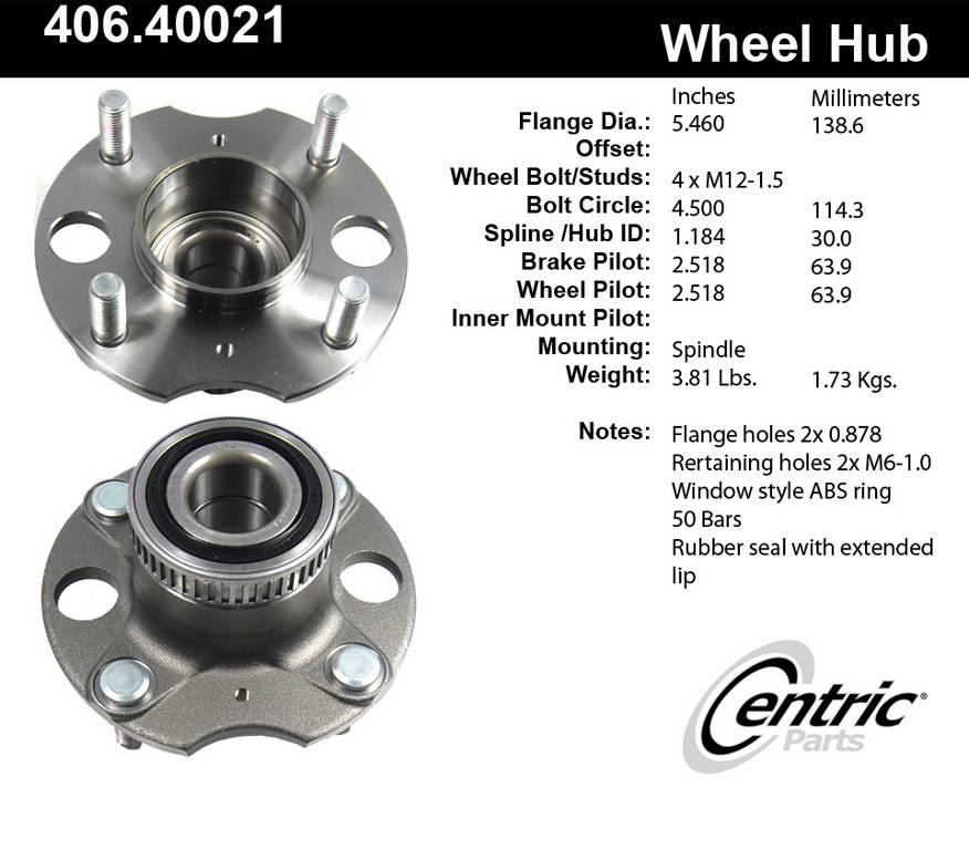 Centric 406.40021E Standard Axle Bearing And Hub Assembly