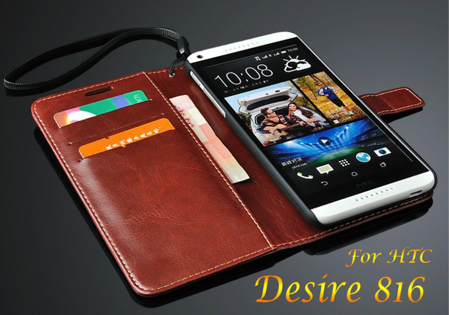 Hot Selling Luxury Retro PU Leather Flip Case for HTC Desire 816 Phone Bag Wallet Design with Card Holder Stand Items,5 Colors 