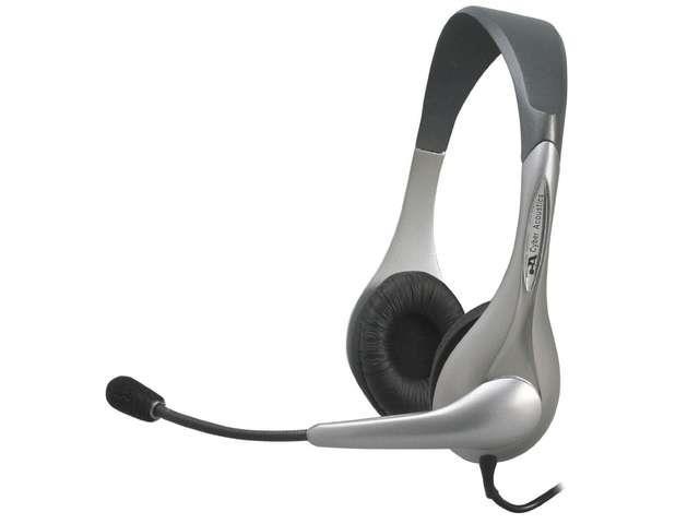 Acoustics AC 202B Stereo Headphones Headset w/ Boom Microphone Mic   NEW