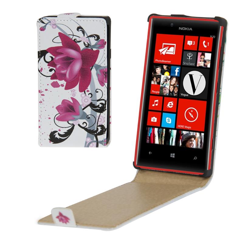 Purple Flower Pattern Vertical Flip Leather Case for Nokia Lumia 720