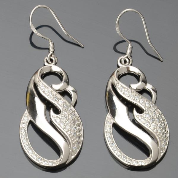 2pcs Creative Shape 625 Silver Rhinestone Women Earrings Silver