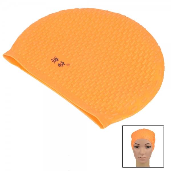 Drops Pattern Silicone Adult Swimming Cap C 302 Orange