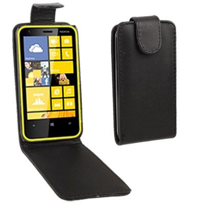 Pure Color Vertical Flip Leather Case for Nokia Lumia 620  (Black)