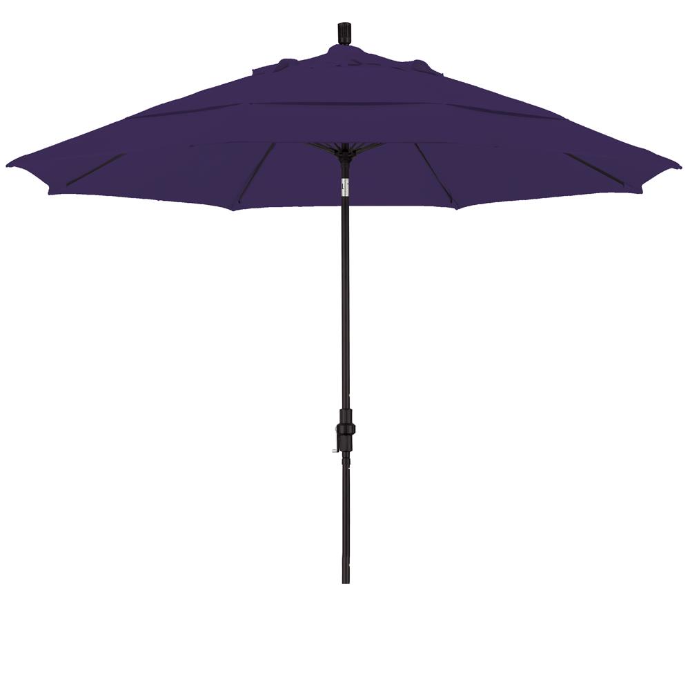 11 Feet Pacifica Fabric Fiberglass Rib Crank Lift Collar Tilt Aluminum Market Umbrella with Black Pole