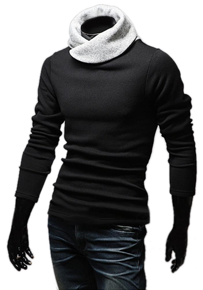 KMFEIL Men Fashion Collared Korean Long Sleeve Pullover Sweater