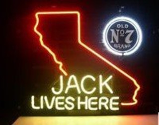 Fashion Neon Sign Jack Daniels Lives Here California Old No.7  Neon Sign Handcrafted Real Glass Lamp Neon Light Neon Sign Beerbar Sign 19x15 