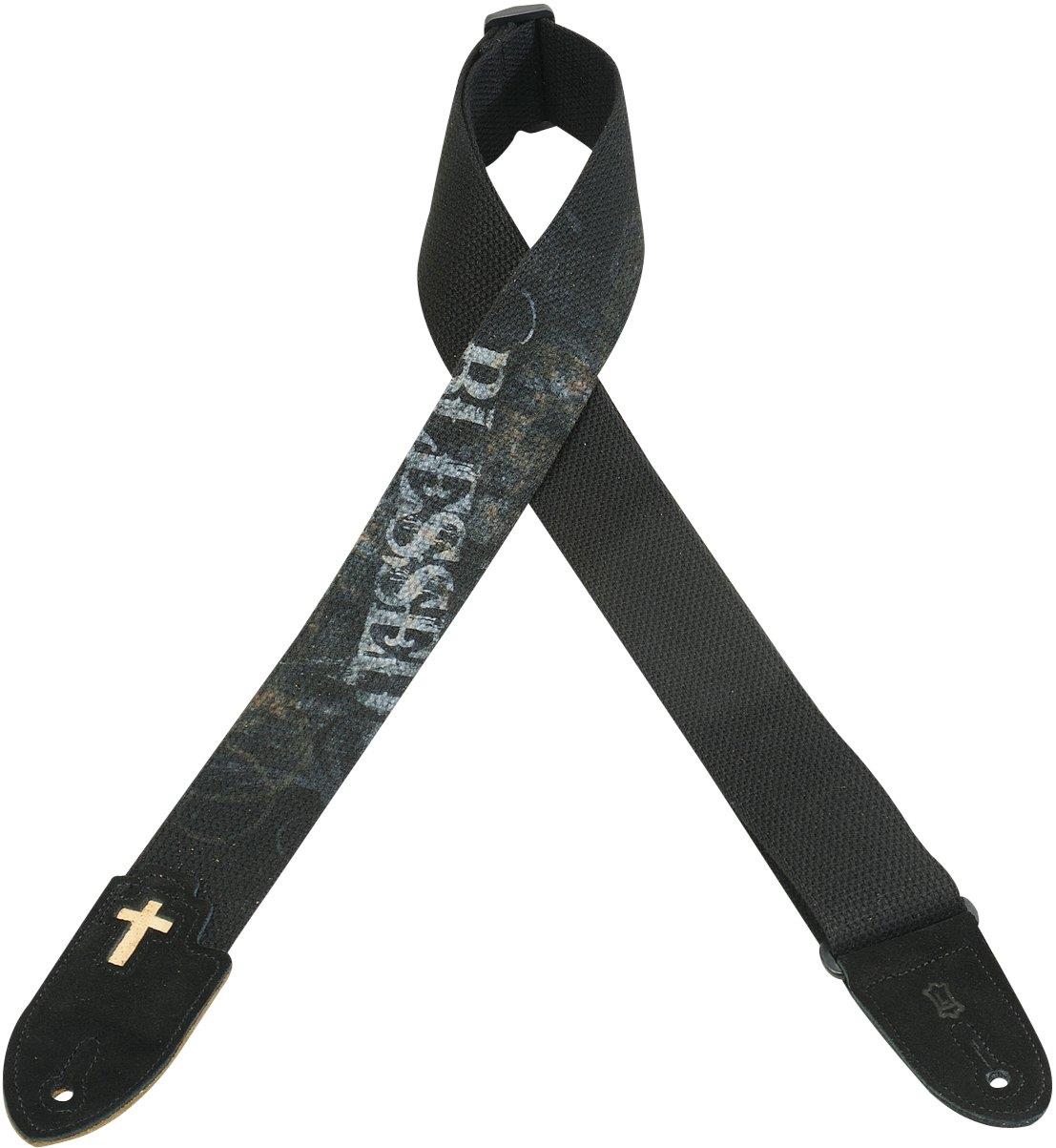 Levy's MC8PC 003 Cotton Guitar/Bass Strap Christian Print/Cross End BLESSED 