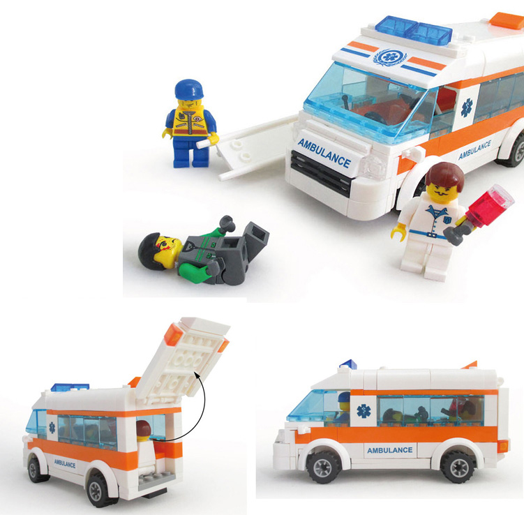Kazi 85010 City Rescue Ambulance Team 199 Pcs Block Minifigures Building Toy