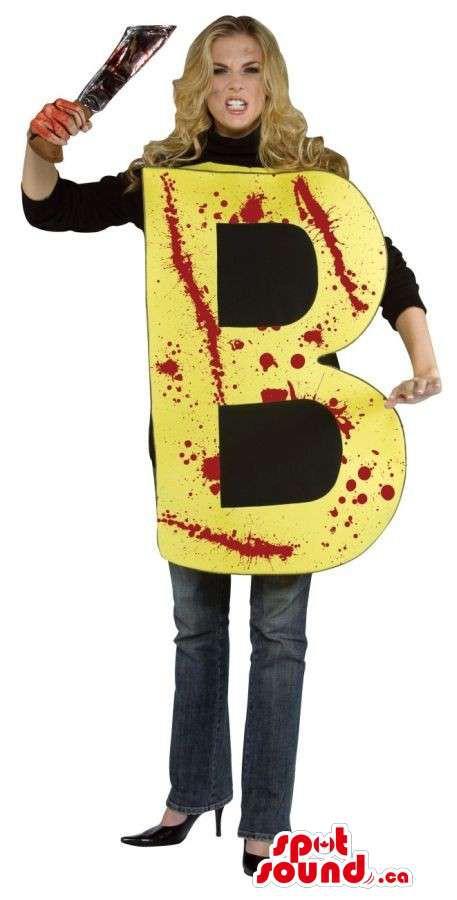 Horror Letter B Adult Size Costume With Blood Stains And A Knife