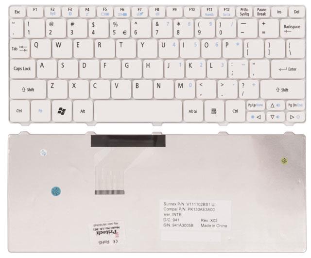 Replacement Keyboard for Acer Aspire One 532 Laptops ASPIRE ONE KB WHITE